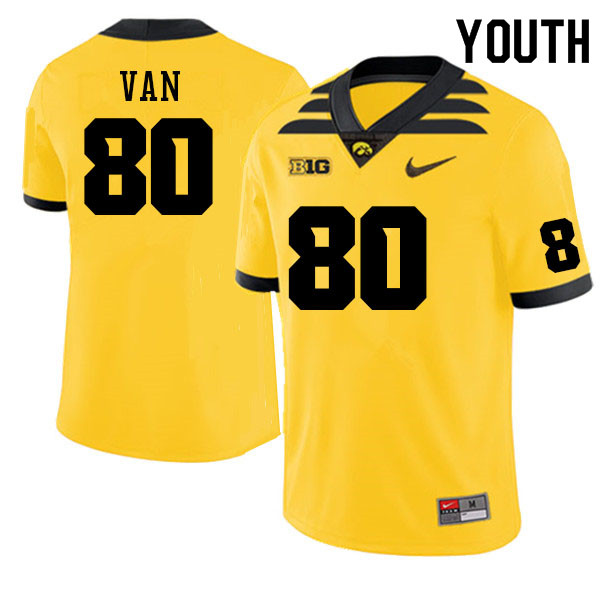 Youth #80 Kyson Van Iowa Hawkeyes College Football Alternate Jerseys Sale-Gold - Click Image to Close